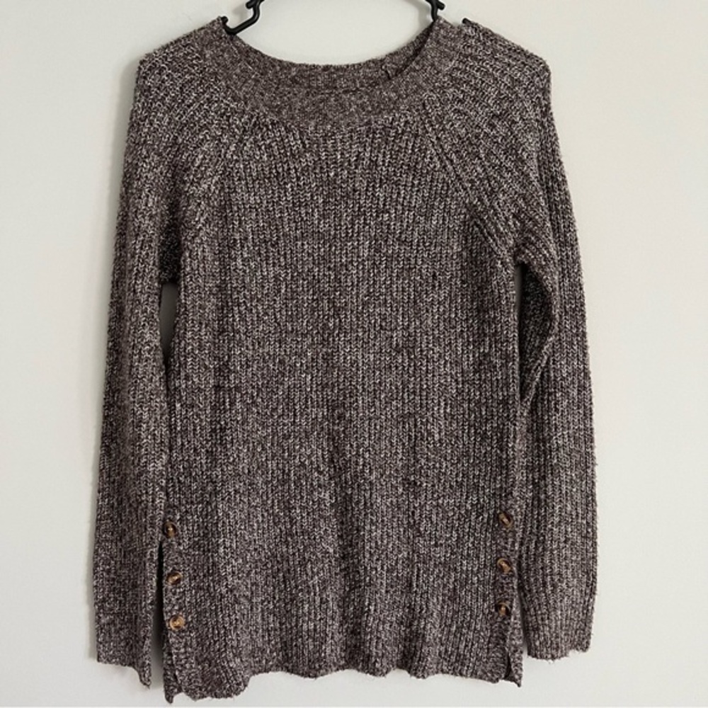 Pink Clover Grey Brown & White Heathered Knit Sweater 🧶🤎